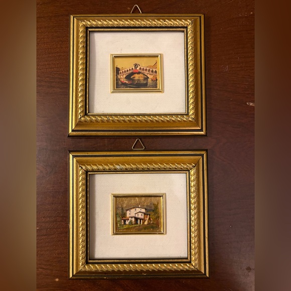 Other - Vintage Italian 23k Gold Leaf Foil Chromolithographs Set of 2